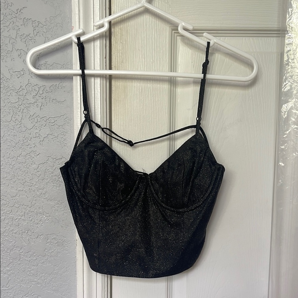 Black Glitter Crop Top